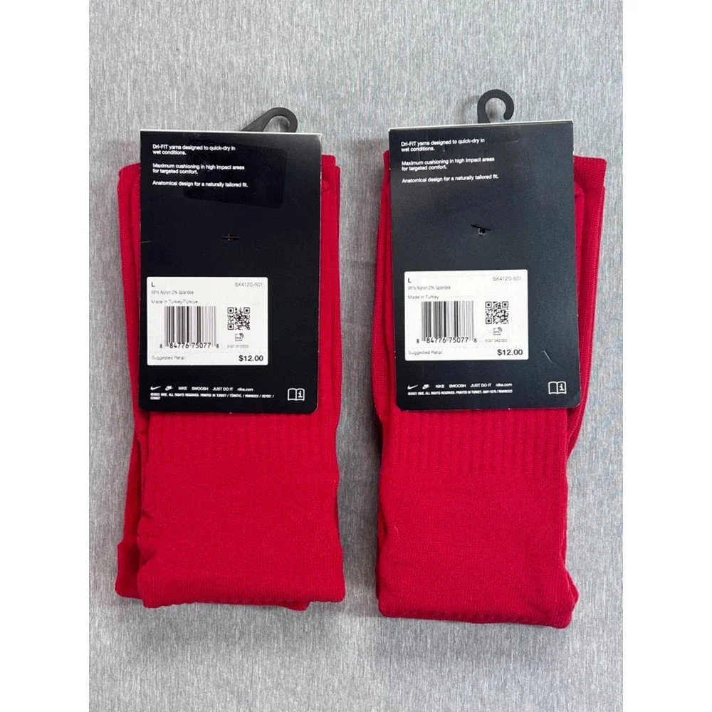 2 pair Nike Academy Soccer Socks Mens 8-12 Red Dri Fit Knee High Quick Dry NEW‎